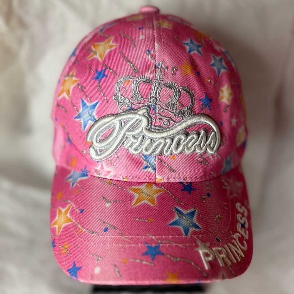 Pink “Princess” Baseball Cap – Adjustable, Glitter Star Design